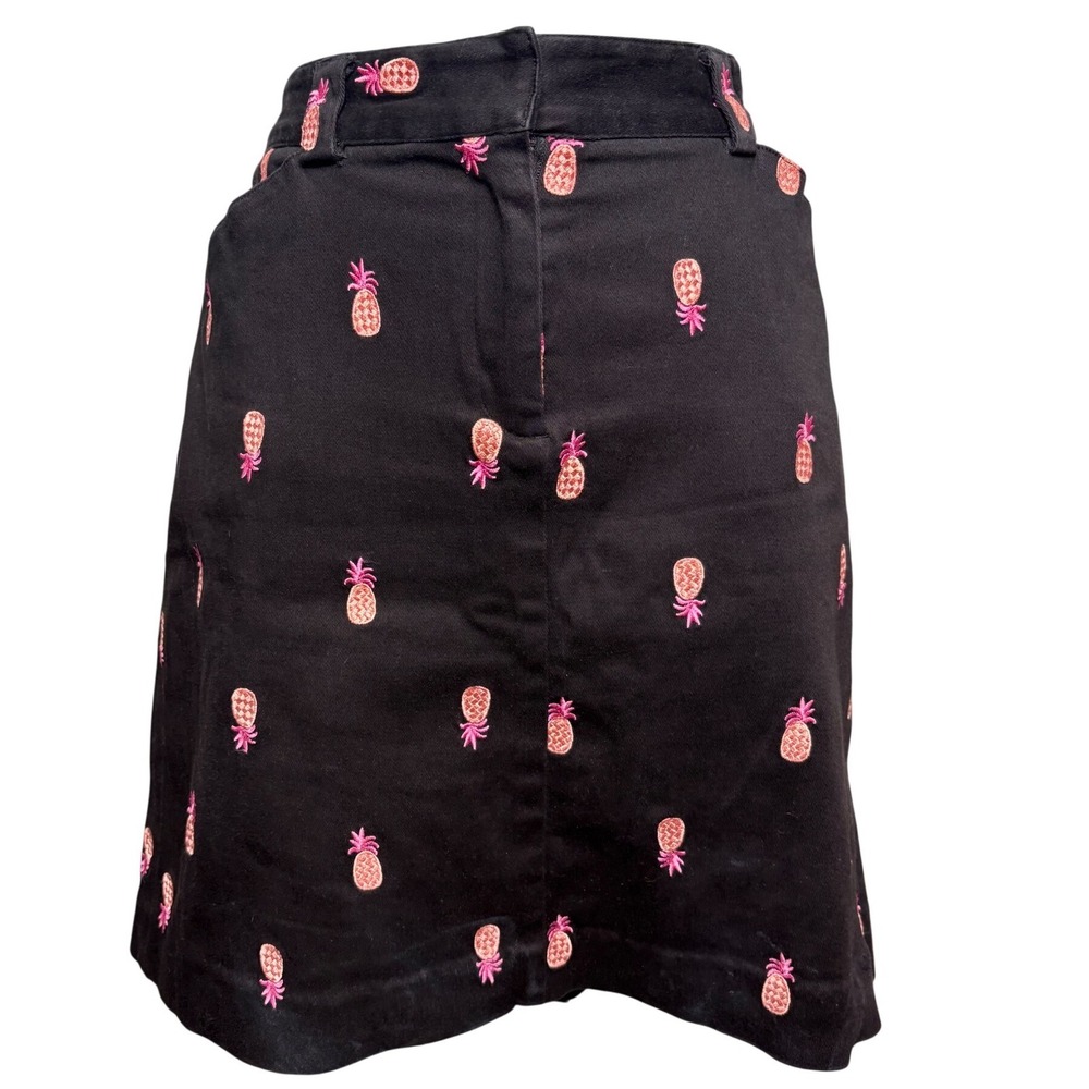 LILLY PULITZER Womens Black Pineapple Embroidered Mini Skirt‎ 8 Preppy Tropical